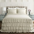 thumbnail image 1 of Lush Decor Allison Ruffle Skirt Polyester Bedspread, King, Neutral, 3-Pc Set, 1 of 11