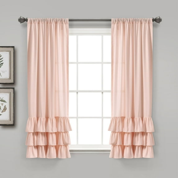 Lush Decor Allison Ruffle Window Curtain Panels Blush 40X63 Set