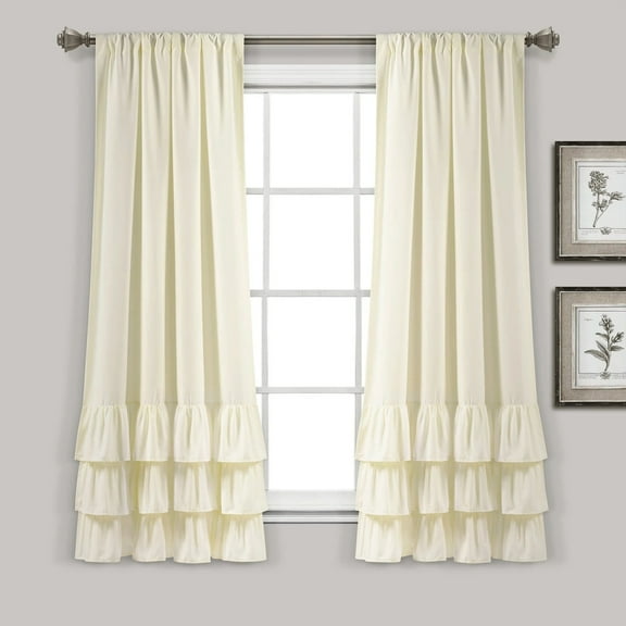 Lush Decor Allison Ruffle Window Panels - White - 84 x 40