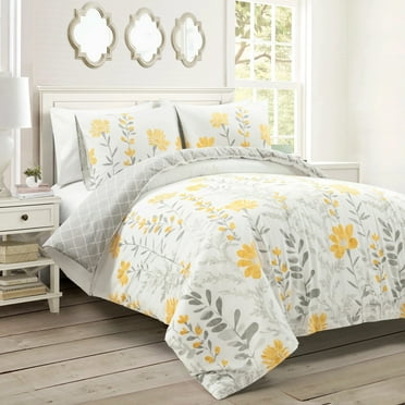 Lush Decor Aprile Duvet Cover - Yellow/Gray - Full/Queen