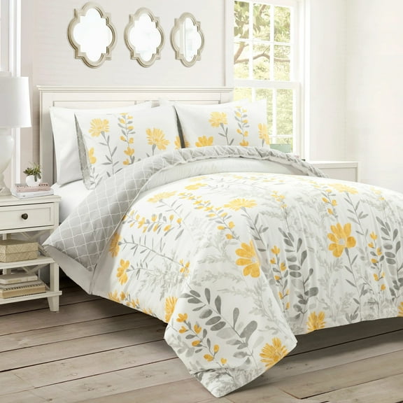Lush Decor Aprile Duvet Cover Yellow/Gray Full/Queen