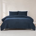 thumbnail image 1 of Lush Decor Arden Ribbed Corduroy Comforter 3 Piece Set Full/ Queen Navy - Blue Bedding Set - Soft Velvet Comforter - Teen Bedding - Retro Decor, 1 of 11