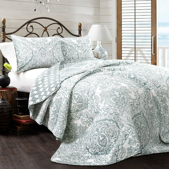 Lush Decor Aubree Quilt Blue 3pc Set