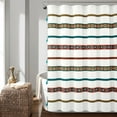 thumbnail image 1 of Lush Decor Ava Boho Stripe Tassel Yarn Dyed Eco-Friendly Recycled Cotton Blend Shower Curtain Turquoise/Orange Single 72X72, 1 of 10