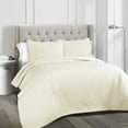 thumbnail image 1 of Lush Decor Ava Diamond Minimalist Modern Solid Cotton Lightweight Oversized Quilt, Full/Queen, Ivory, 2-3 Piece Set, 1 of 11