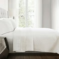 thumbnail image 1 of Lush Decor Ava Diamond Minimalist Modern Solid Cotton Lightweight Oversized Quilt, King, White, 2-3 Piece Set, 1 of 11