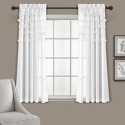 Lush Decor Avery Ruffle 63" x 54"+ 2" Header Ruffle White 3" Rod Pocket Pair Window Panel