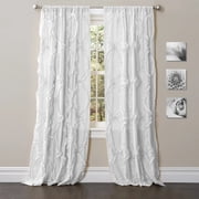 Lush Decor Avon Ruffle 95" x 54" Solid White 3" Rod Pocket Single Window Panel