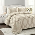 thumbnail image 1 of "Lush Decor Avon Shabby Chic Textured Ruffle Detail Comforter, Full/Queen, Neutral, 3-Pc Set", 1 of 11