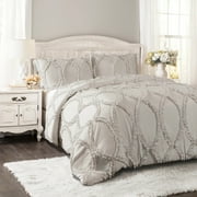 "Lush Decor Avon Shabby Chic Textured Ruffle Detail Comforter, King, Light Gray, 3-Pc Set"
