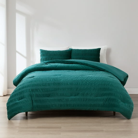 Lush Decor Azalea Ruched Velvet Stripe Comforter 3 Piece Set Full/ Queen Teal - Teen Bedding Set - Velvet Comforter - Blue Bedding - Modern Glam
