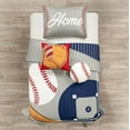 thumbnail image 1 of Lush Decor Baseball Game Reversible Oversized Kids Quilt Gray/Navy 4Pc Set Twin, 1 of 11