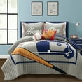 thumbnail image 1 of Lush Decor Baseball Game Reversible Oversized Kids Quilt Gray/Navy 5Pc Set Full/Queen, 1 of 11