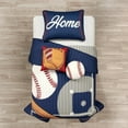 thumbnail image 1 of Lush Decor Baseball Game Reversible Oversized Kids Quilt Navy/Gray 4Pc Set Twin, 1 of 11