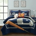 thumbnail image 1 of Lush Decor Baseball Game Reversible Oversized Kids Quilt Navy/Gray 5Pc Set Full/Queen, 1 of 11