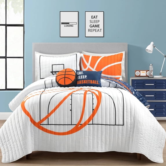 Lush Decor Basketball Game Collection 5 Pieces Quilt Bedding Sets, Queen
