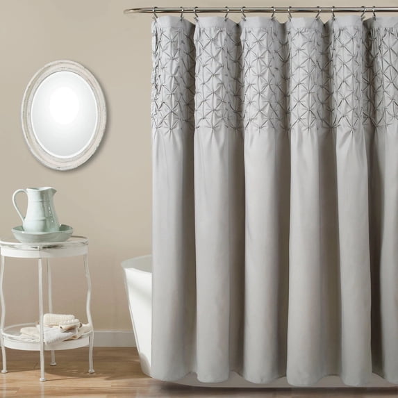 Lush Decor Bayview Textured Polyester Shower Curtain, 72x72, Gray, Single