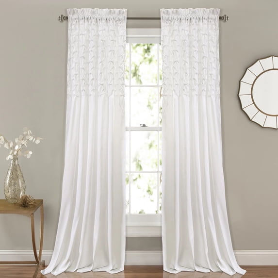 Lush Decor Bayview Window Curtain Panels White 54X95+2 Set