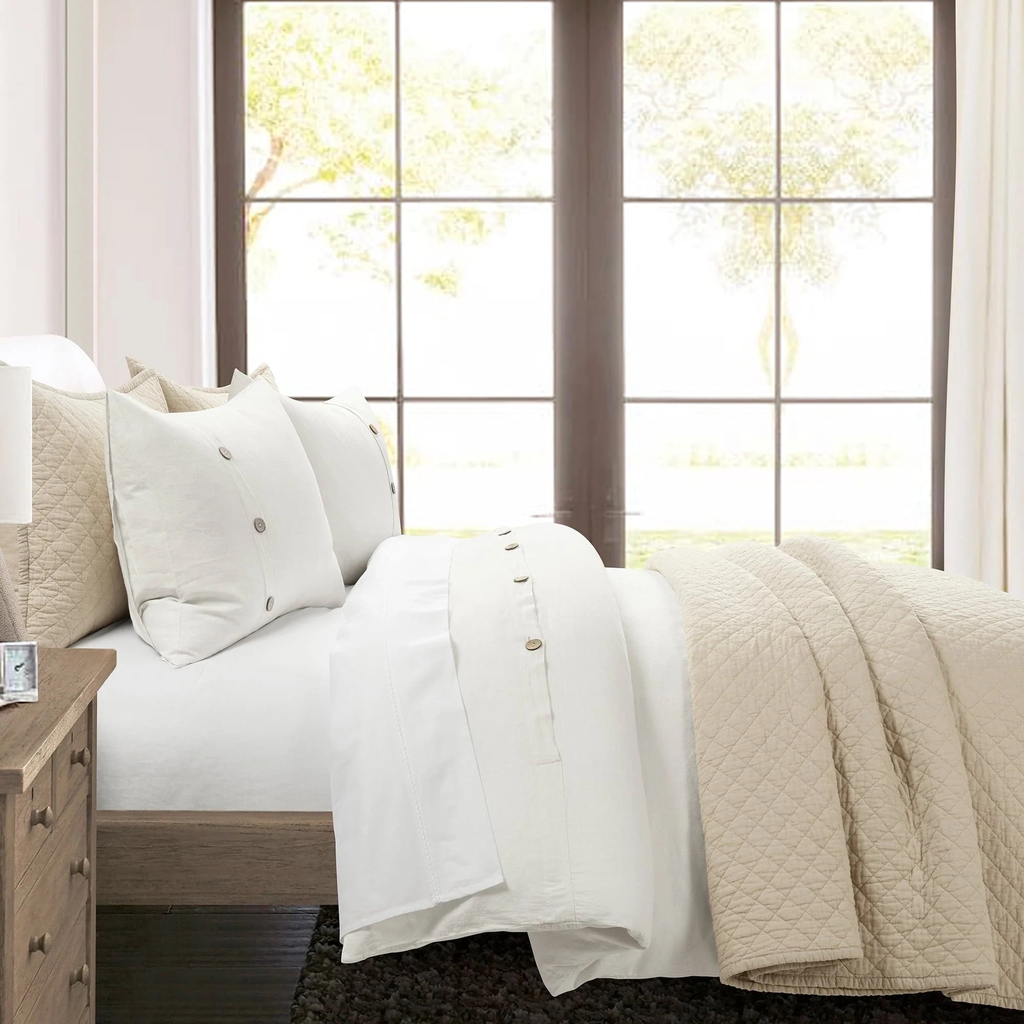 Lush Decor Belgian Flax Duvet Cover - Gray - Full/Queen