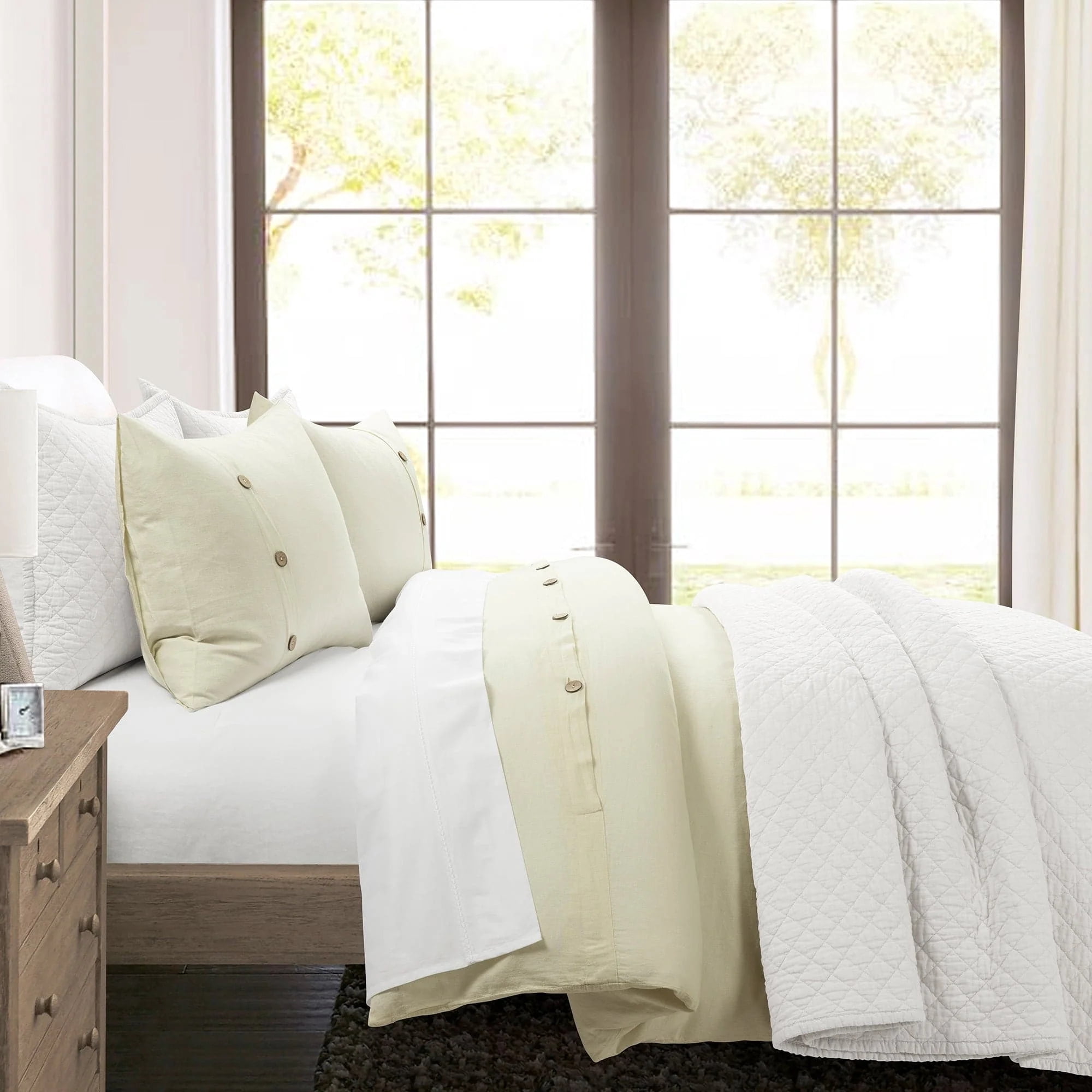 Lush Decor Belgian Flax Duvet Cover - Gray - Full/Queen