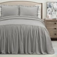 thumbnail image 1 of Lush Decor Belgian Flax Prewashed Linen Rich Cotton Blend Bedspread Gray 3Pc Set King/Cal King, 1 of 11