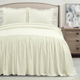 thumbnail image 1 of Lush Decor Belgian Flax Prewashed Linen Rich Cotton Blend Bedspread Ivory 3Pc Set King/Cal King, 1 of 11