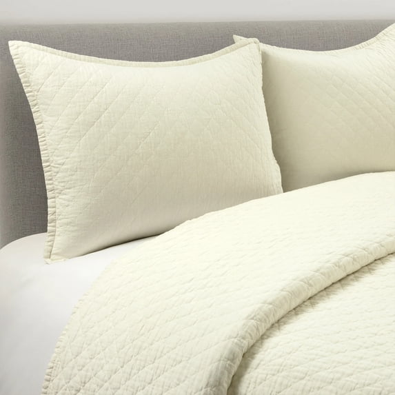 Lush Decor Belgian Flax Prewashed Linen Rich Cotton Blend Quilt Ivory 3Pc Set King/Cal King