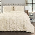 thumbnail image 1 of Lush Decor Bella Solid Ruching Comforter, Full/Queen, Ivory, 3-Pc Set, 1 of 11
