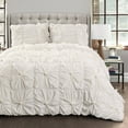 thumbnail image 1 of Lush Decor Bella Textured Ruching Comforter, King, White, 3-Pc Set, 1 of 11
