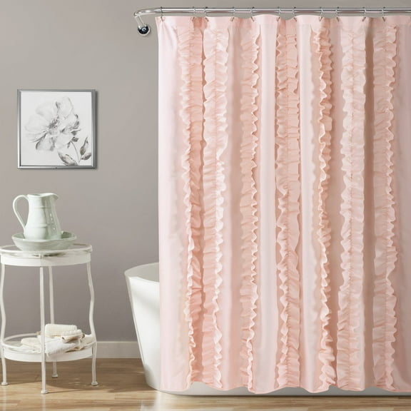 Lush Decor Belle Textured Shower Curtain, 72x72, Blush, Single