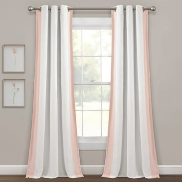 Lush Decor Block Border Window Panel Blackout - White/Blush-Single-84 x 40