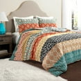 thumbnail image 1 of Lush Decor Bohemian Stripe Cotton Reversible Duvet Cover, Full/Queen, Turquoise/Orange, 3-Pc Set, 1 of 11