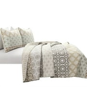 Lush Decor Bohemian Stripe Reversible Cotton Quilt Set, 3 Piece Set, King, Neutral & Multi - Soft & Lightweight - Boho Bedding Set - Bold Colorful Boho Stripe Design - Boho Decor