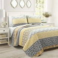 thumbnail image 1 of Lush Decor Bohemian 3-Pieces Yellow Gray Stripe Quilt Bedding Sets, Queen, 1 of 11