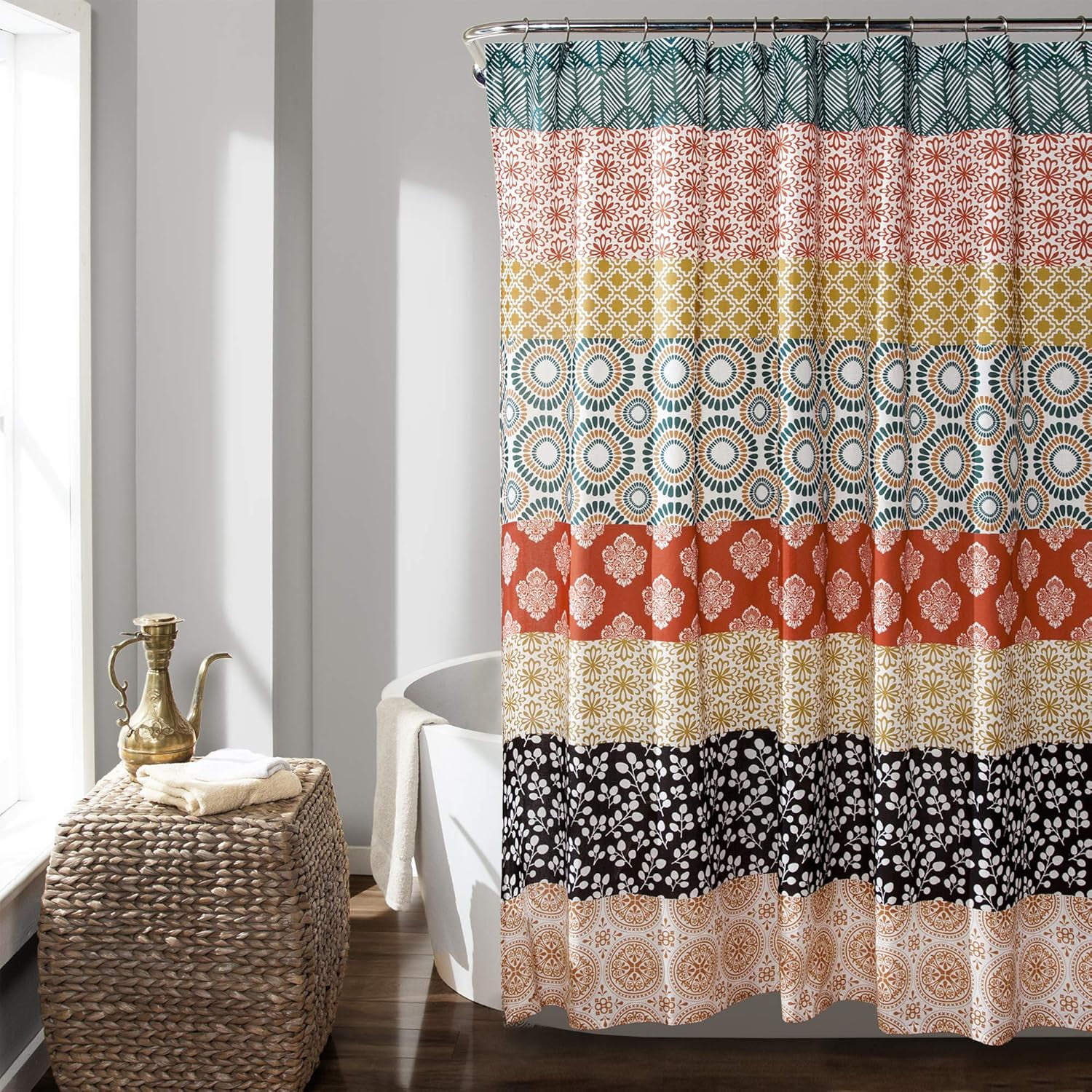Bohemian Multicolor Fabric Shower Curtain 72" x 72"