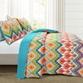 thumbnail image 1 of Lush Decor Boho Chevron Cotton Reversible Quilt, King, Turquoise/Multi, 3-Pc Set, 1 of 6