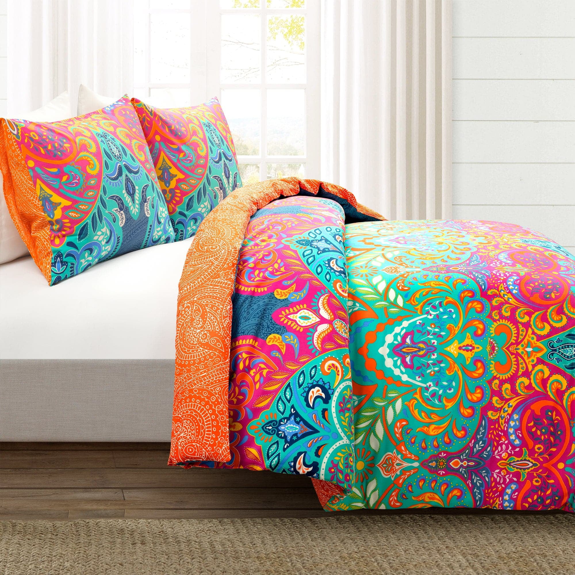 Lush Decor Boho Chic Paisley Cotton Duvet Cover Set Full/Queen & King