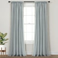 thumbnail image 1 of Lush Decor Boho Coastal Horizontal Ticking Stripe Tassel Window Curtain Panel Set, Blue, 52 x 84, 1 of 11