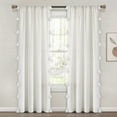 thumbnail image 1 of Lush Decor Boho Faux Linen Texture Tassel Single Window Curtain Panel - White/Gray - 84 x 52, 1 of 9