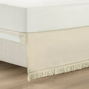 Lush Decor Boho Fringe 15-Inch Tailored Drop Easy Fit Bedskirt Neutral Single Queen 60X80+15