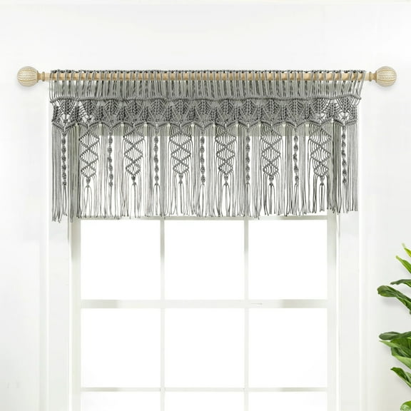 Lush Decor Boho Macramé Textured Valance - Gray