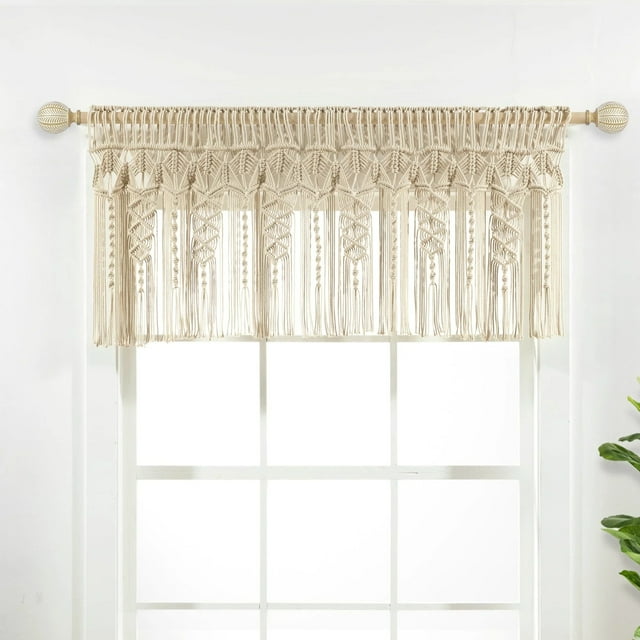 Lush Decor Boho Macramé Textured Valance Gray