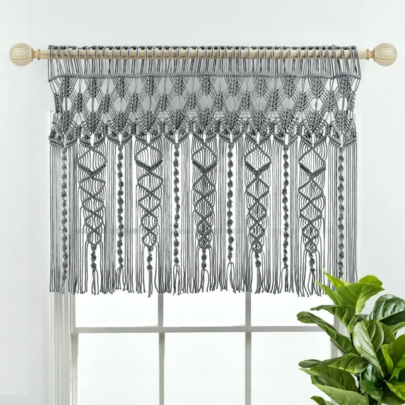 Lush Decor Boho Macramé Textured Valance - Gray