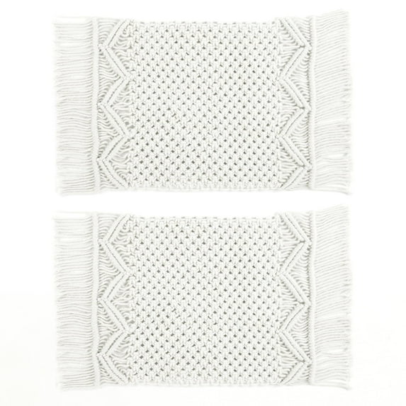 Lush Decor Boho Macrame Handcrafted Indoor/Outdoor Washable Water Repellent Placemat White 2Pc Set 12X18
