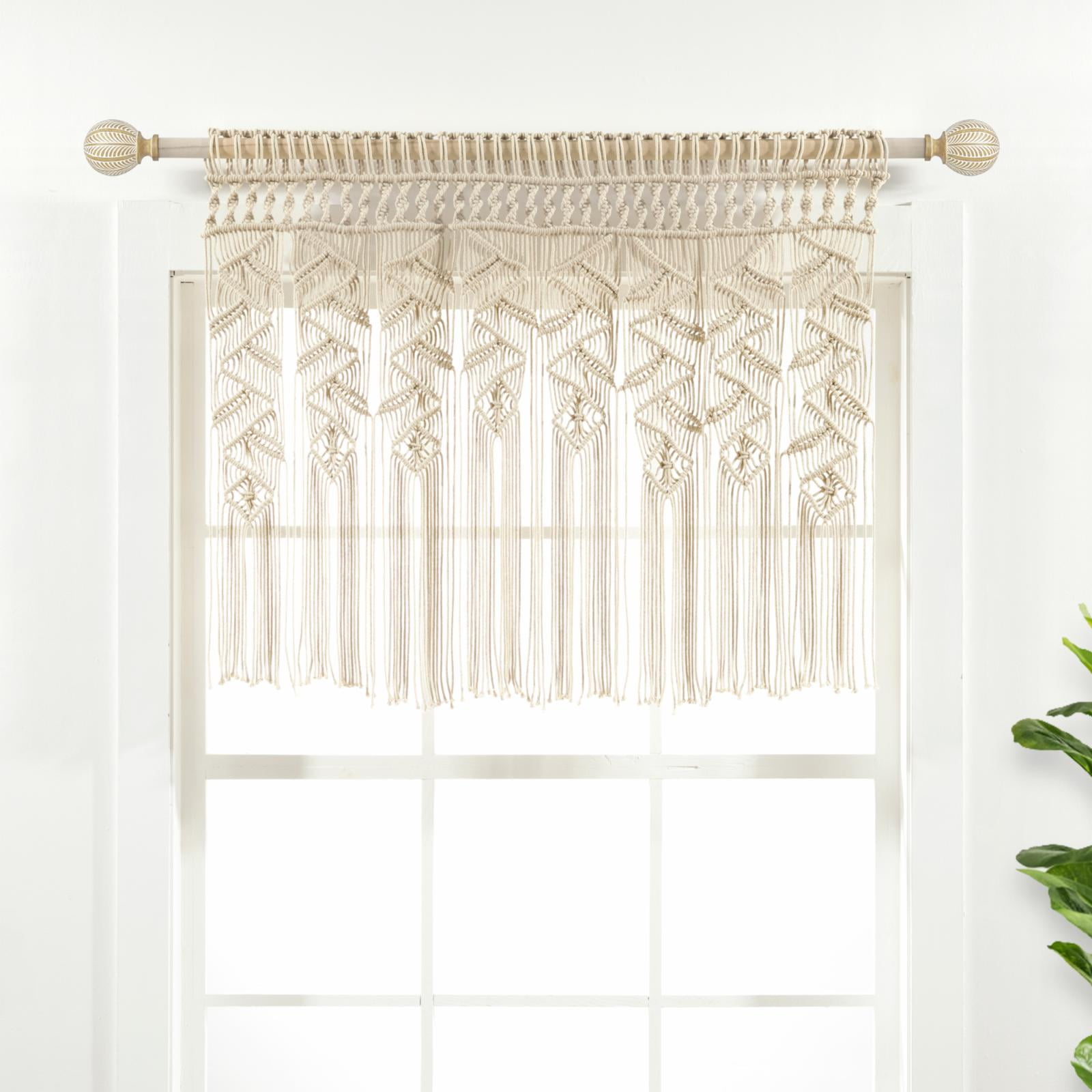 Lush Decor Boho Macrame Leaf Cotton Valance/Kitchen Curtain/Wall Decor