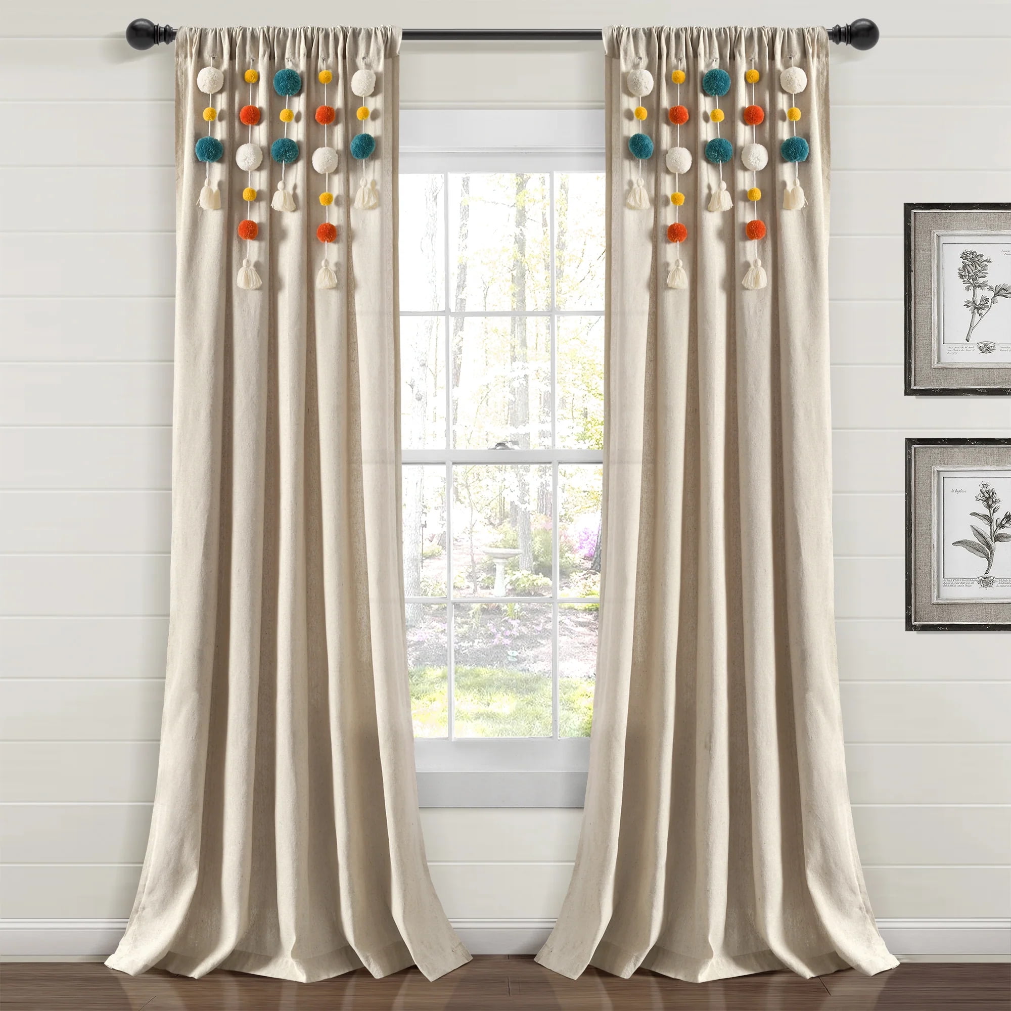 Lush Decor Boho Macrame Tassel Single Window Curtain Panel - Gray - 84 x 40