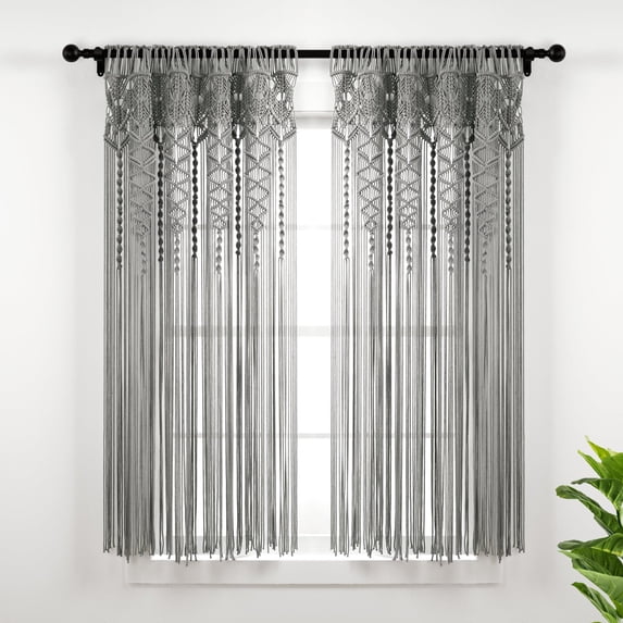 Lush Decor Boho Macrame Textured Single Window Panel - Blush - Single-84 x 40
