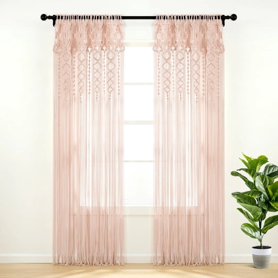 Lush Decor Boho Macrame Textured Single Window Panel - Blush - Single Panel - 84 inch Long x 40 Wide
