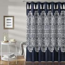 Lush Decor Boho Medallion Polyester Shower Curtain, 72x72, Navy, Single