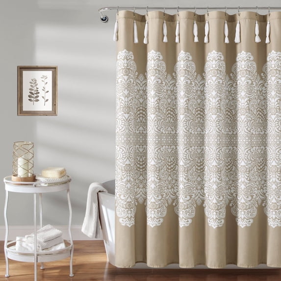 Lush Decor Boho Medallion Shower Curtain Neutral Single 72x72